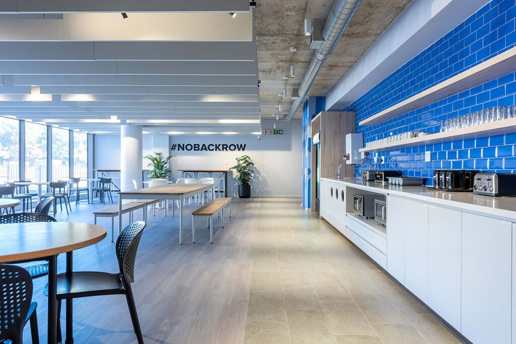 2U commercial office open plan canteen area in Cape Town