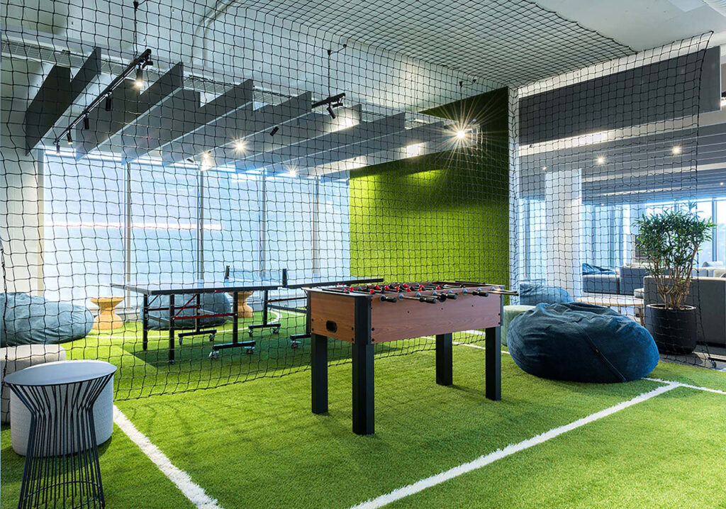 Entertainment area with furniture in 2U office in Cape Town