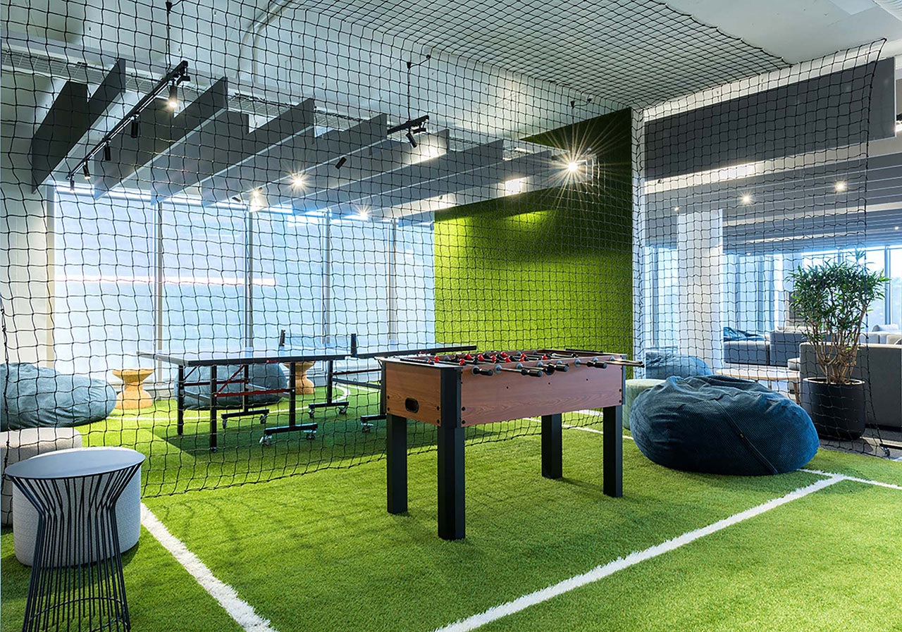 Entertainment area with furniture in 2U office in Cape Town