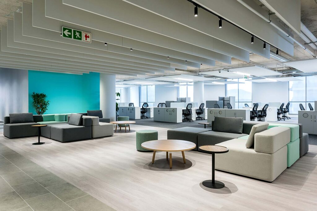 2U commercial office open plan lounge area in Cape Town