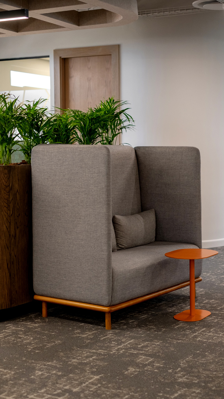 Acoustic sofa booth seating in BASF workspace