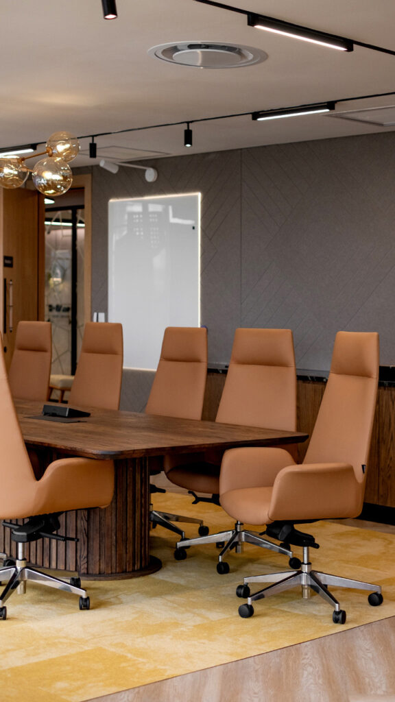 Boardroom table with ergonomic chairs in BASF workspace