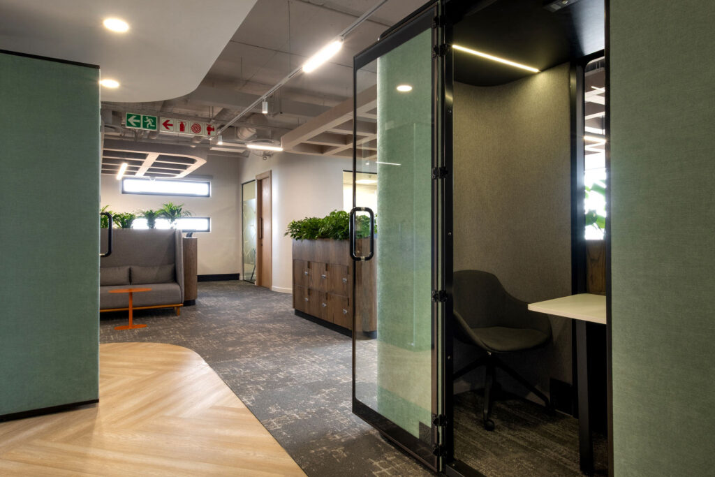 Acoustic private meeting booth in BASF workspace