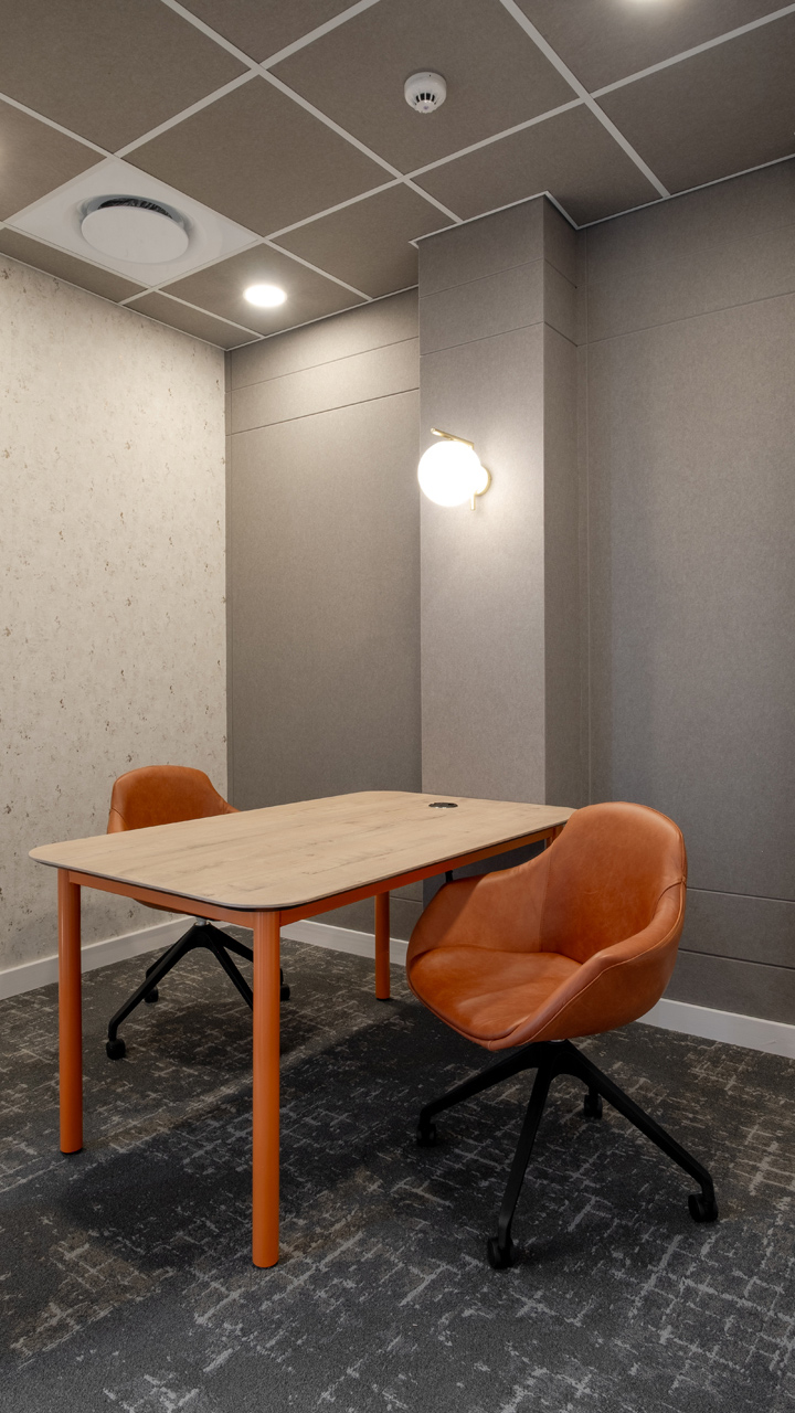 Meeting room with table and chairs in BASF workspace