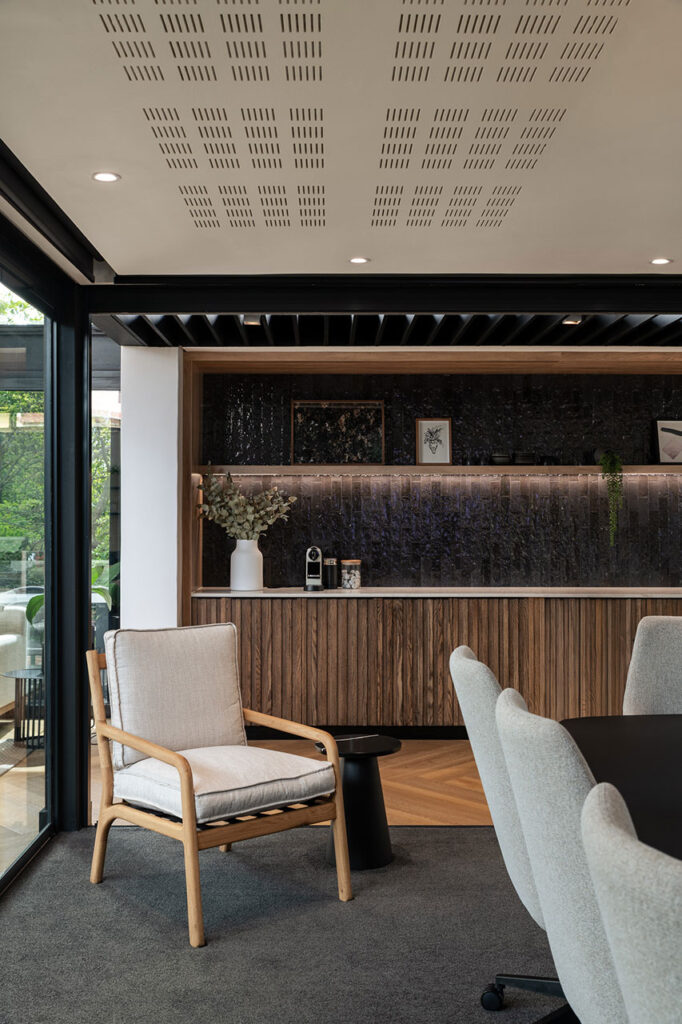 Coffee station with chairs and furniture in DCL showroom in Cape Town