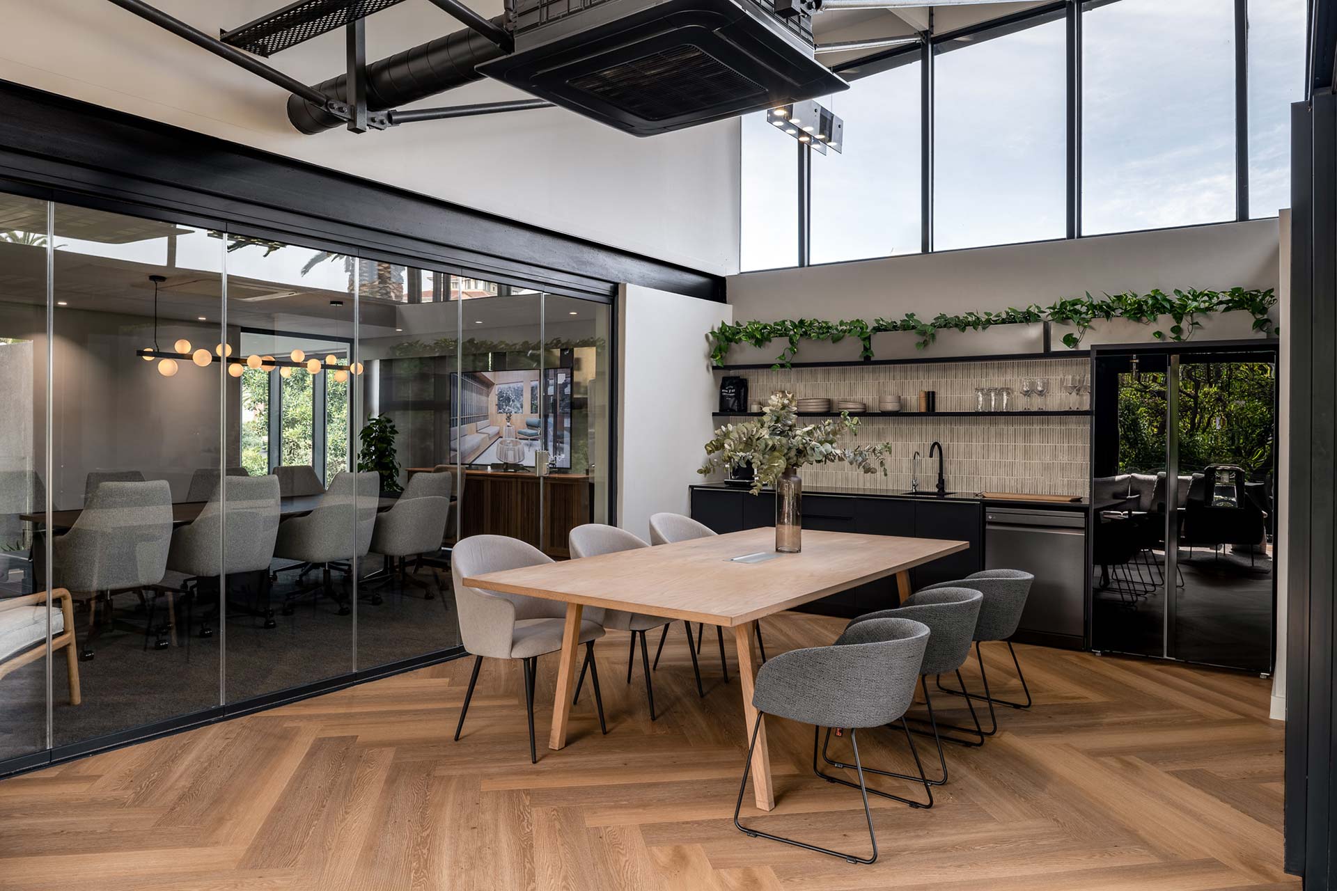 Dining area with kitchen furniture in DCL showroom in Cape Town
