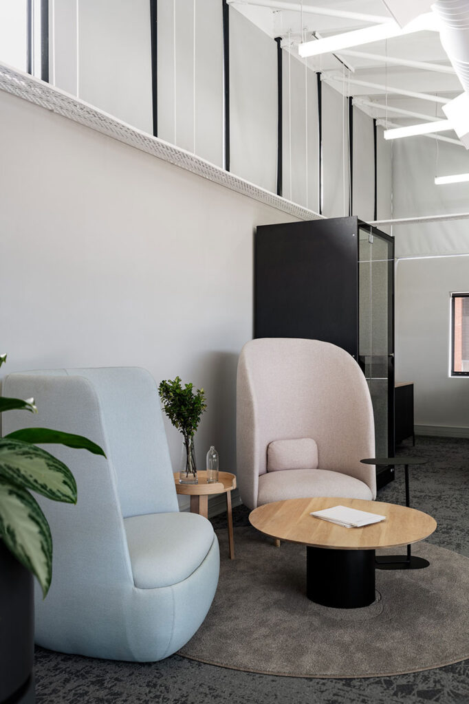 Commercial office furniture layout with chairs in DCL showroom in Cape Town