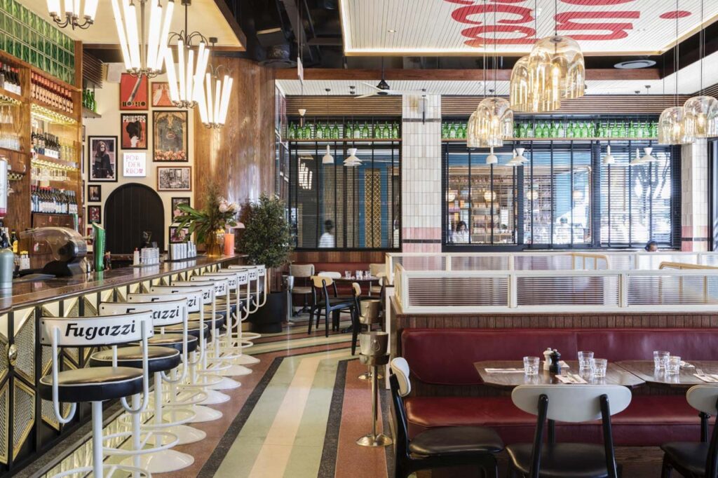 fugazzi rosebank johannesburg restaurant bar seating booth lighting