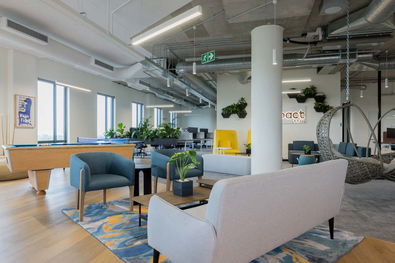 Breakaway area with informal lounge seating in Impact office in Cape Town