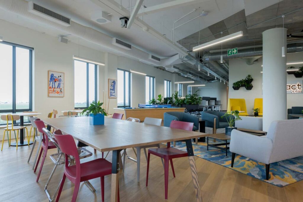 Canteen with chairs and large table in Impact office in Cape Town