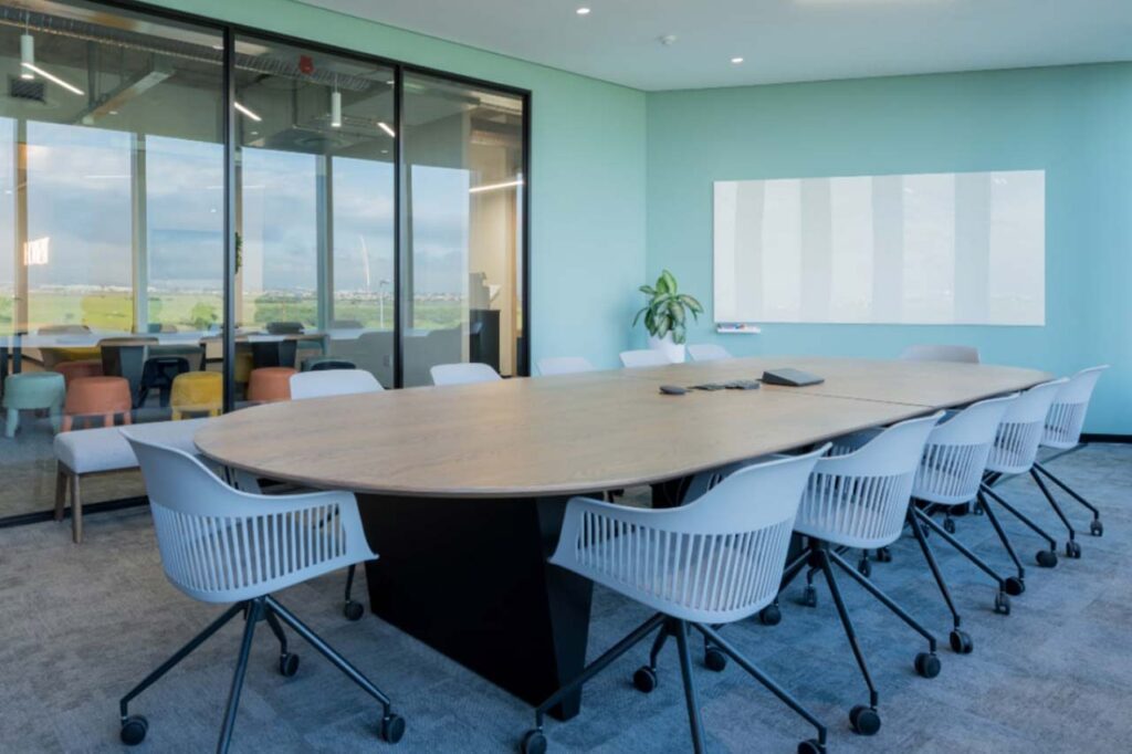 Large meeting room with boardroom furniture in Impact office in Cape Town