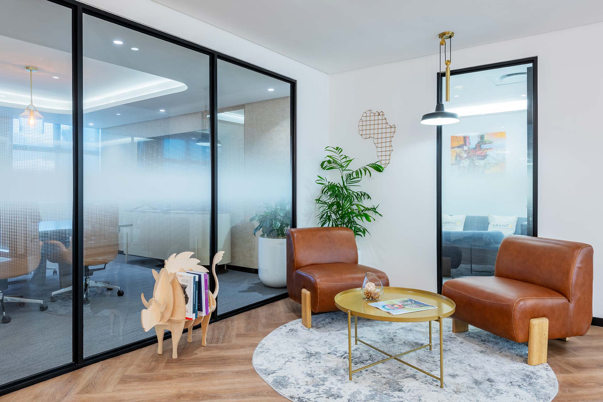 Waiting area with seating furniture in Mianzo office in Cape Town