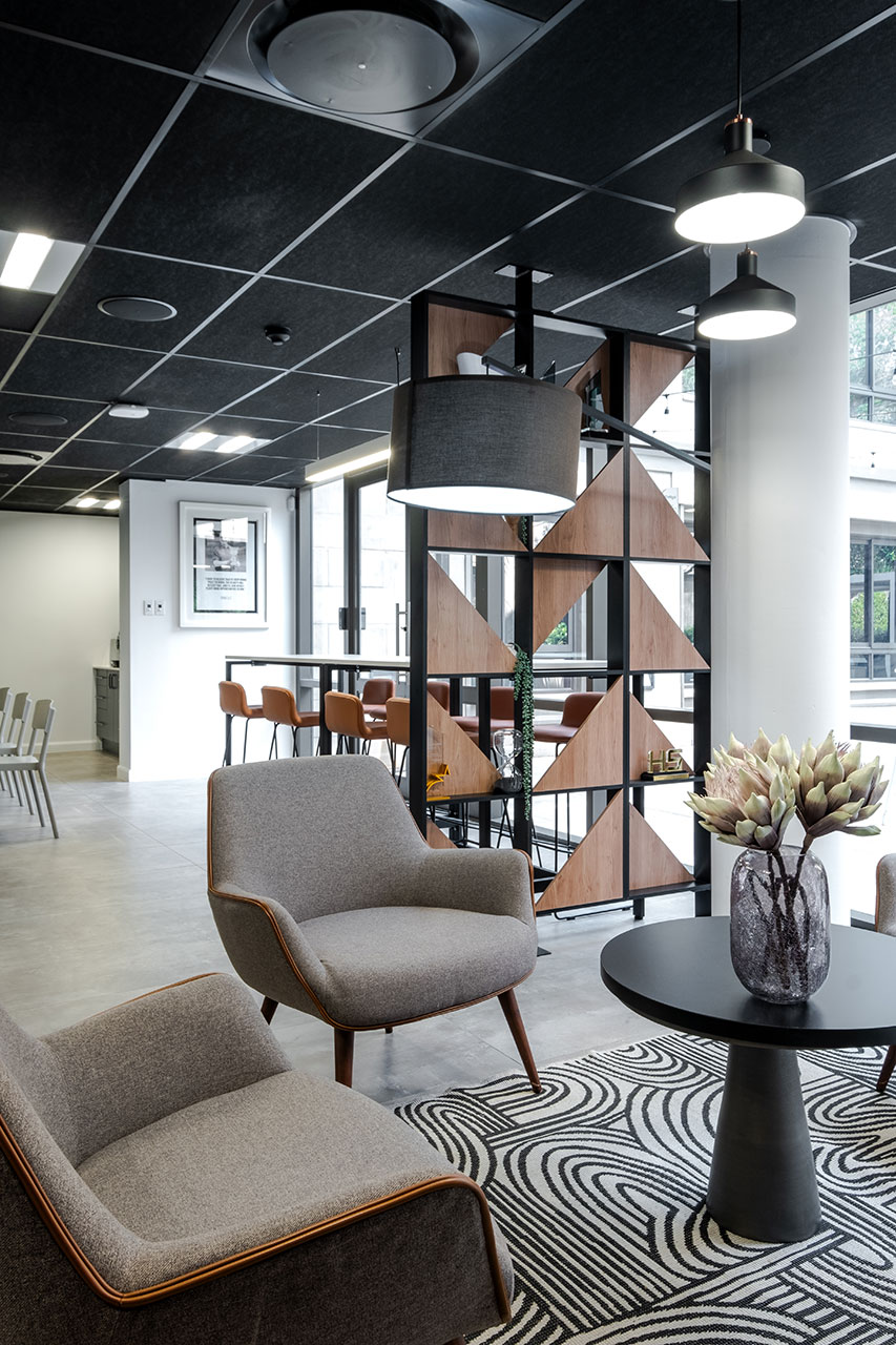 Informal meeting space in Omega office in Johannesburg