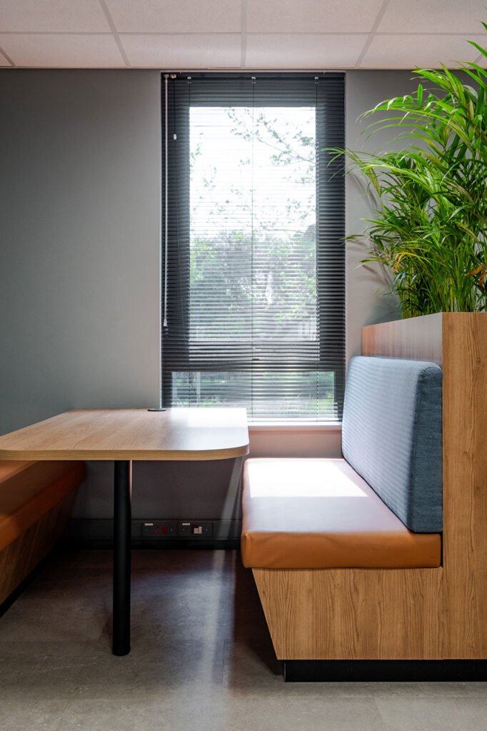 Banquette booth seating in Omega office in Johannesburg