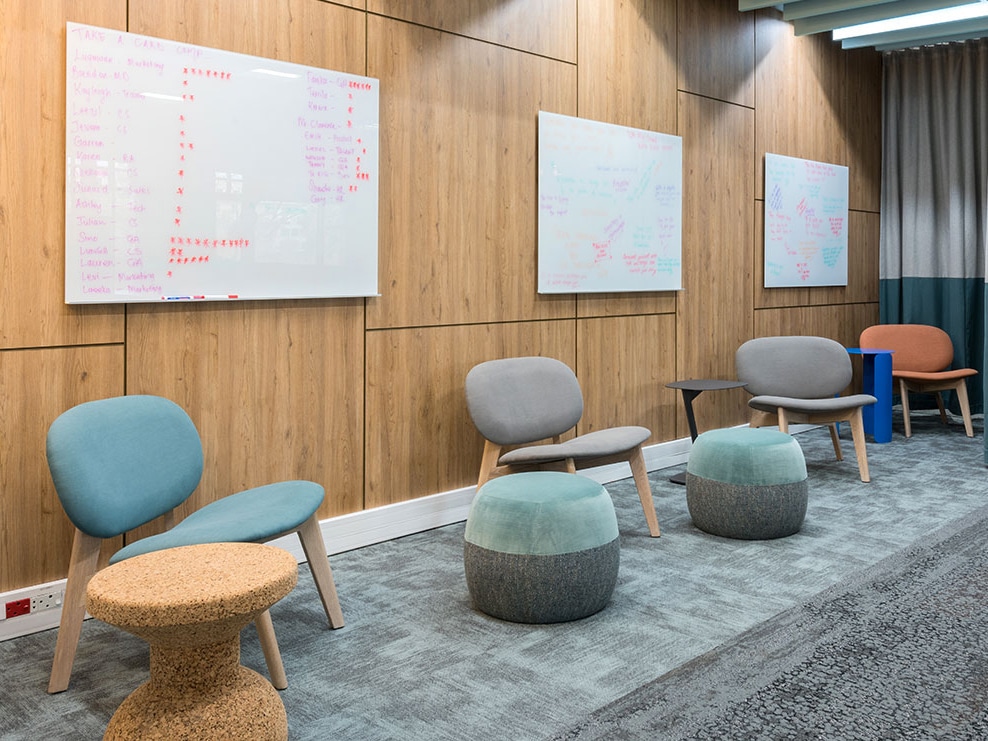 Informal meeting area with ottomans in Payfast office in Cape Town