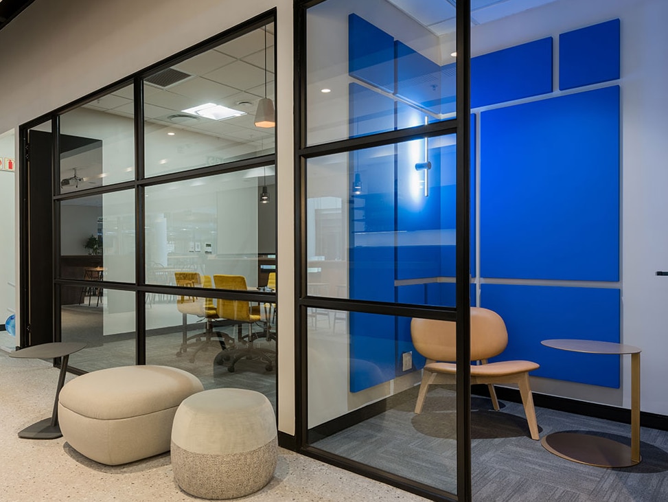 Meeting area with private room and glass walls in Payfast office in Cape Town