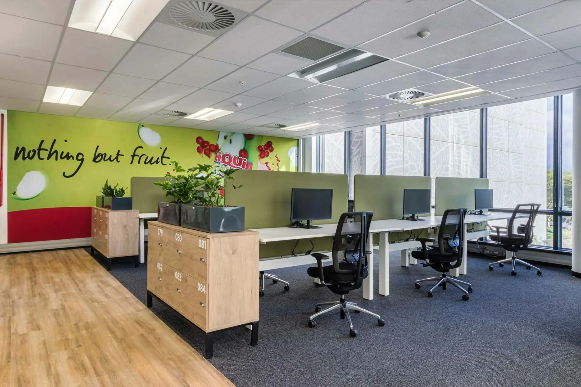 Office workstations with lockers and ergonomic chairs for PepsiCo in Cape Town