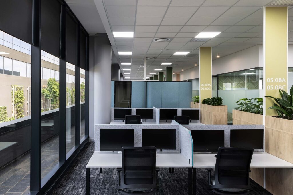 Ergonomic workstations in Pinsent Masons office in Rosebank