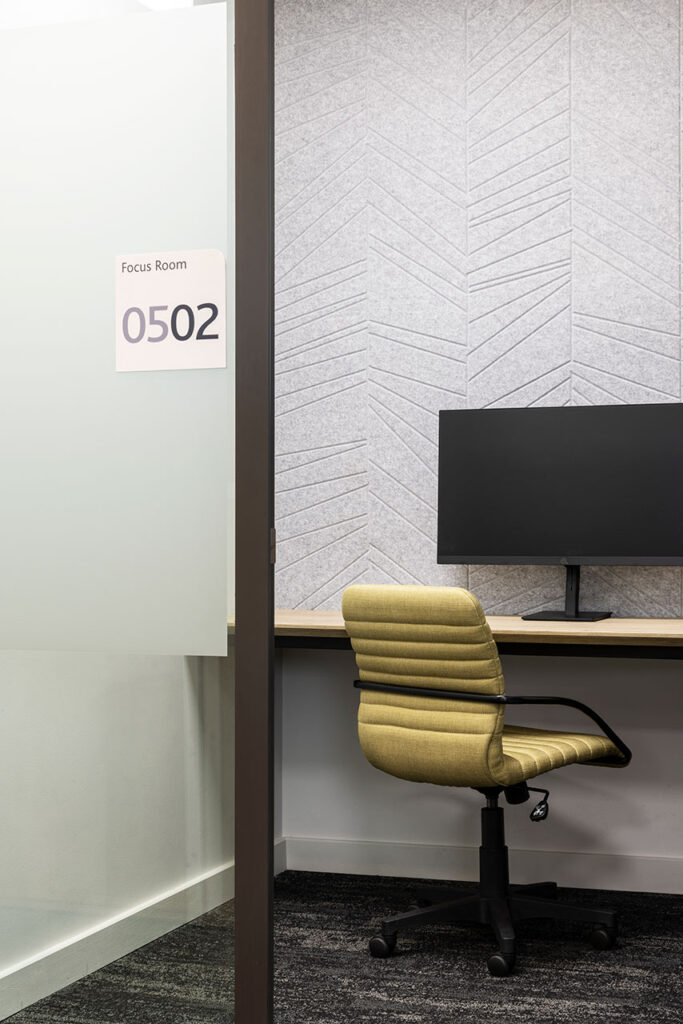 Focus pod with ergonomic seating in Pinsent Masons office in Rosebank