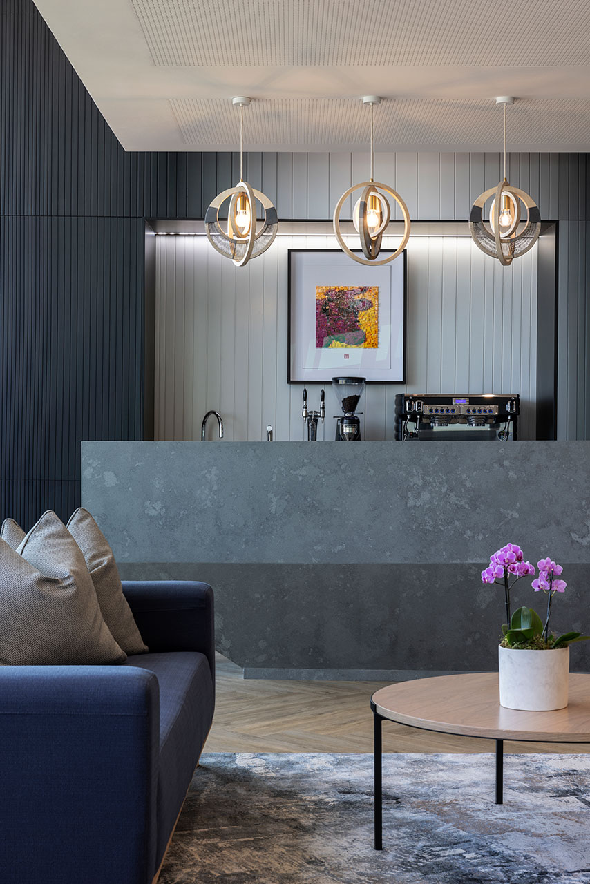 Canteen area with lighting and furniture, fixtures and equipment in Pinsent Masons law office in Rosebank