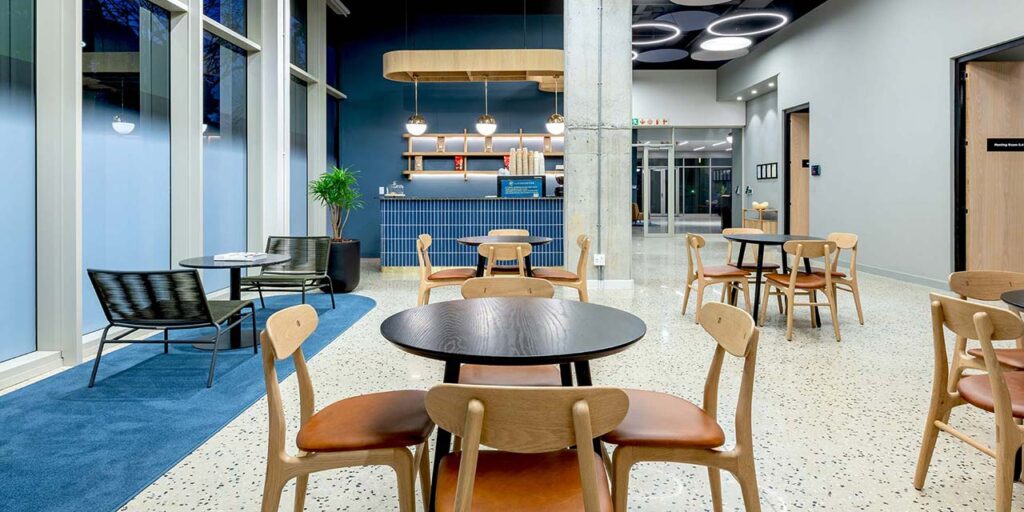 Canteen area with tables and chairs installed for PPS in Cape Town