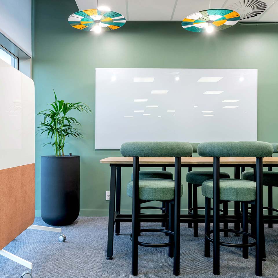 Meeting room with cushioned bar stools for PPS in Cape Town