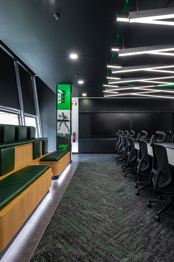 Boardroom with linear lighting for private digital services client in Johannesburg