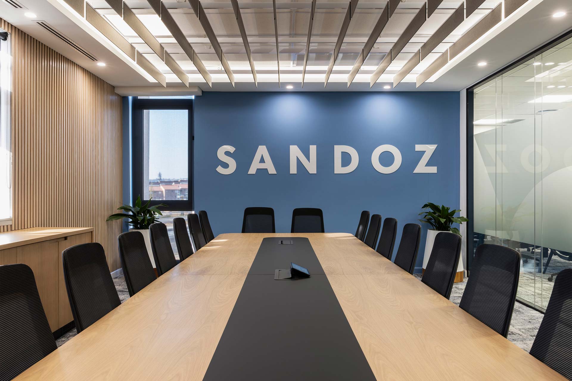 Boardroom with ergonomic office chairs in Sandoz office in Johannesburg
