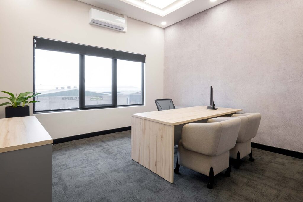 Office room with desks and chairs in Shield Chemicals office in Johannesburg
