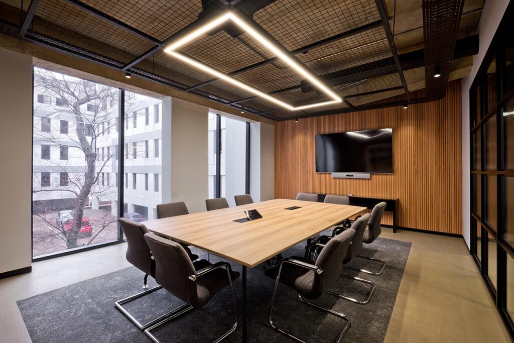 Boardroom with large meeting table and ergonomic chairs for Thungela in Johannesburg
