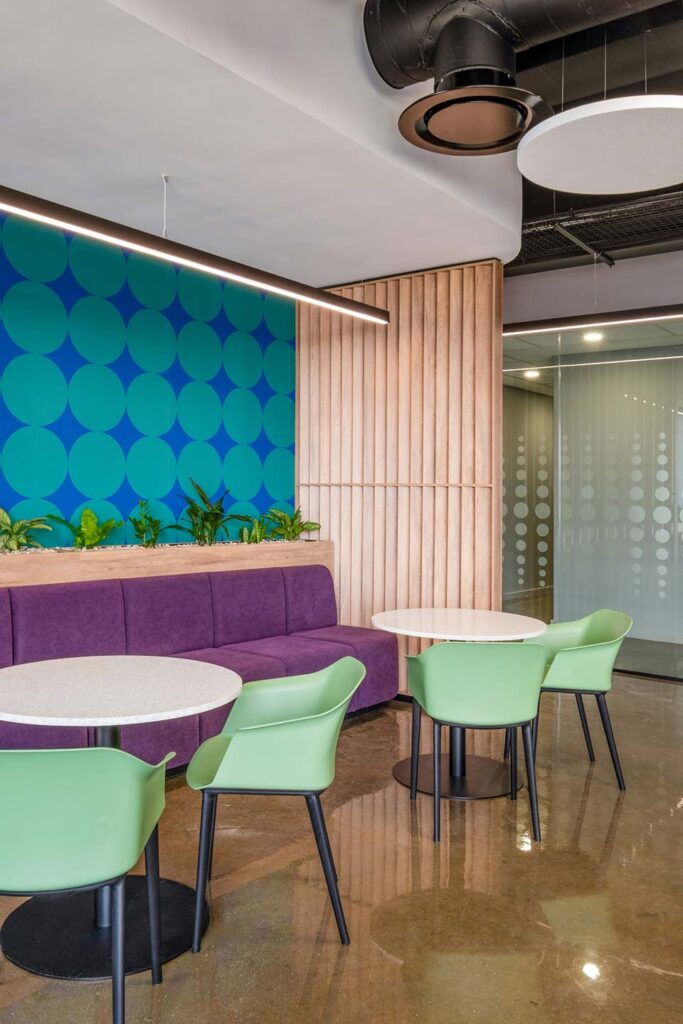 Commercial office canteen with chairs and tables