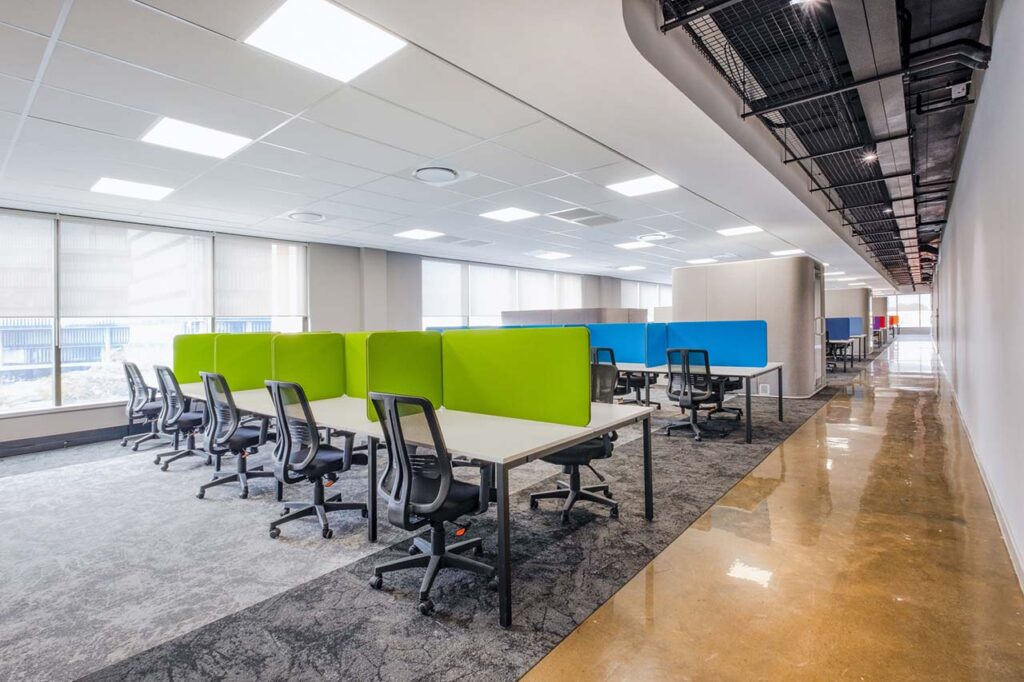 Commercial office open plan workspace area in Johannesburg