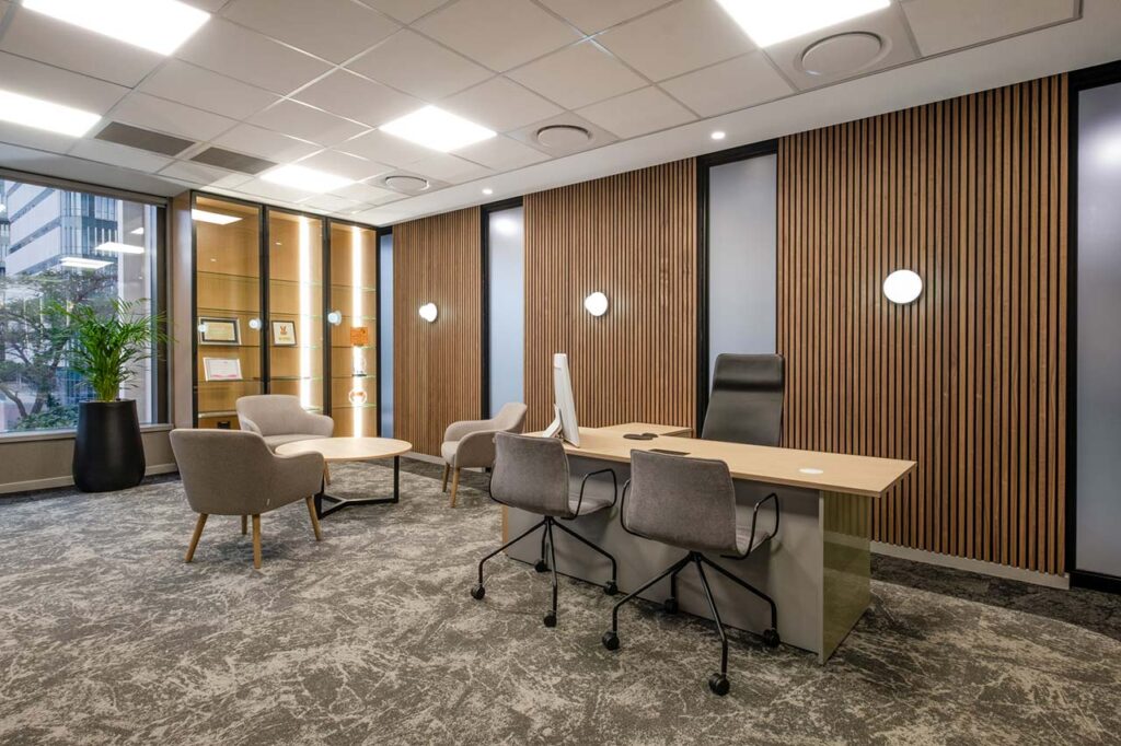 Commercial office meeting area with furniture desks and chairs in Johannesburg