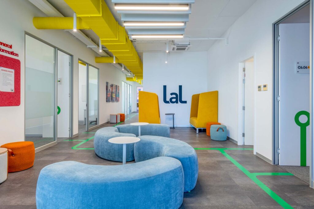 Breakaway spaces offer calm and soft seating arrangements at LAL Language School in south africa