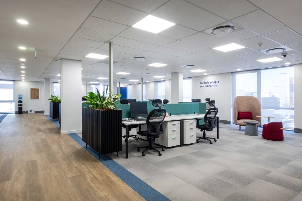 alcon johannesburg eye facility modern open plan desks