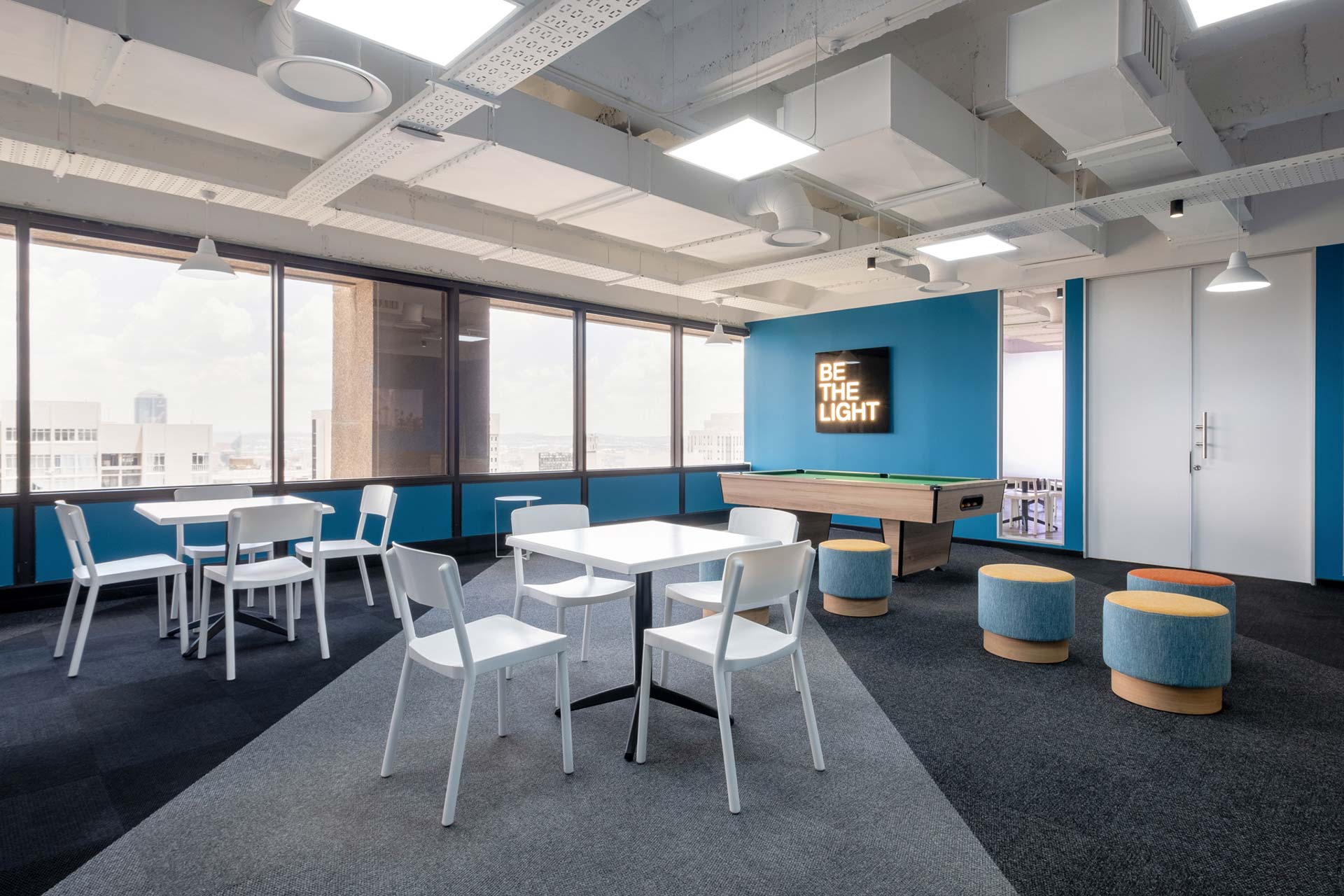 Student breakaway and canteen areas at the BYU university campus, furnished through Design Colab