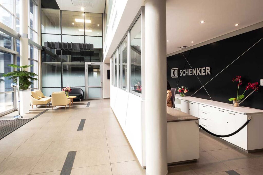 db schenker logistics commercial furniture solutions for a reception area