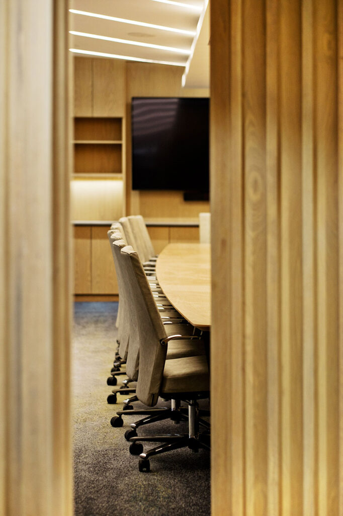 Liberty Sandton boardroom featuring new contemporary furniture as part of a complete FF&E solution by Design Colab