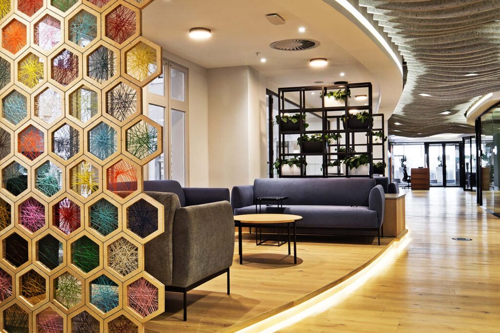 Liberty Sandton commercial office featuring contemporary couches and lounge furniture supplied by Design Colab