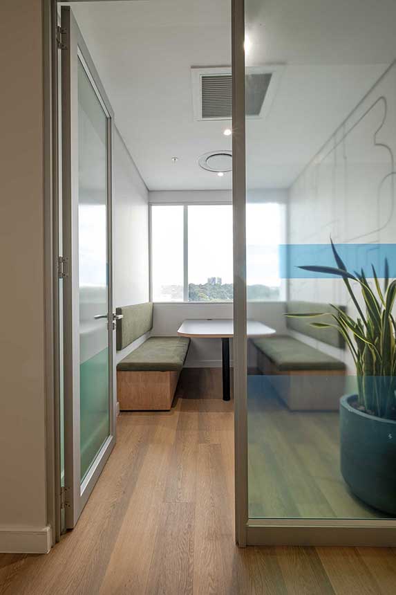 Procter & Gamble South Africa office with compact hybrid furniture solutions, custom booths and flexible furniture for small office spaces
