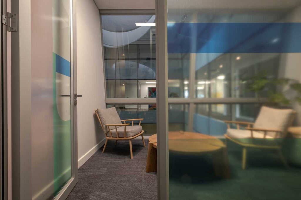 Procter & Gamble South Africa office with compact hybrid furniture solutions for flexible small office spaces