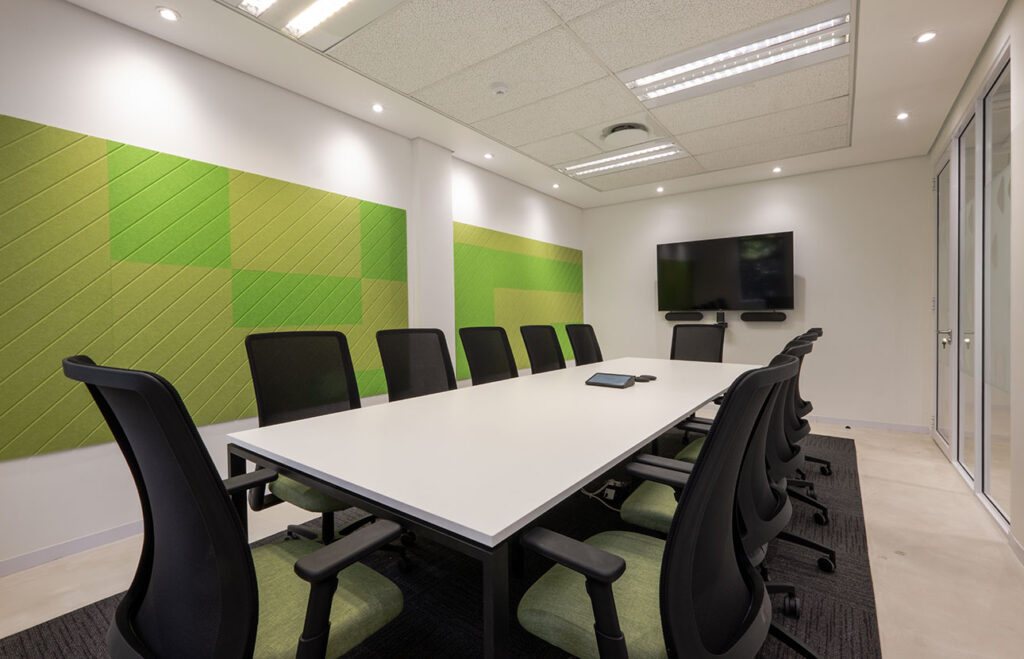 PayJoy Johannesburg boardroom featuring contemporary furniture, meeting chairs, a boardroom table and complementary accessories