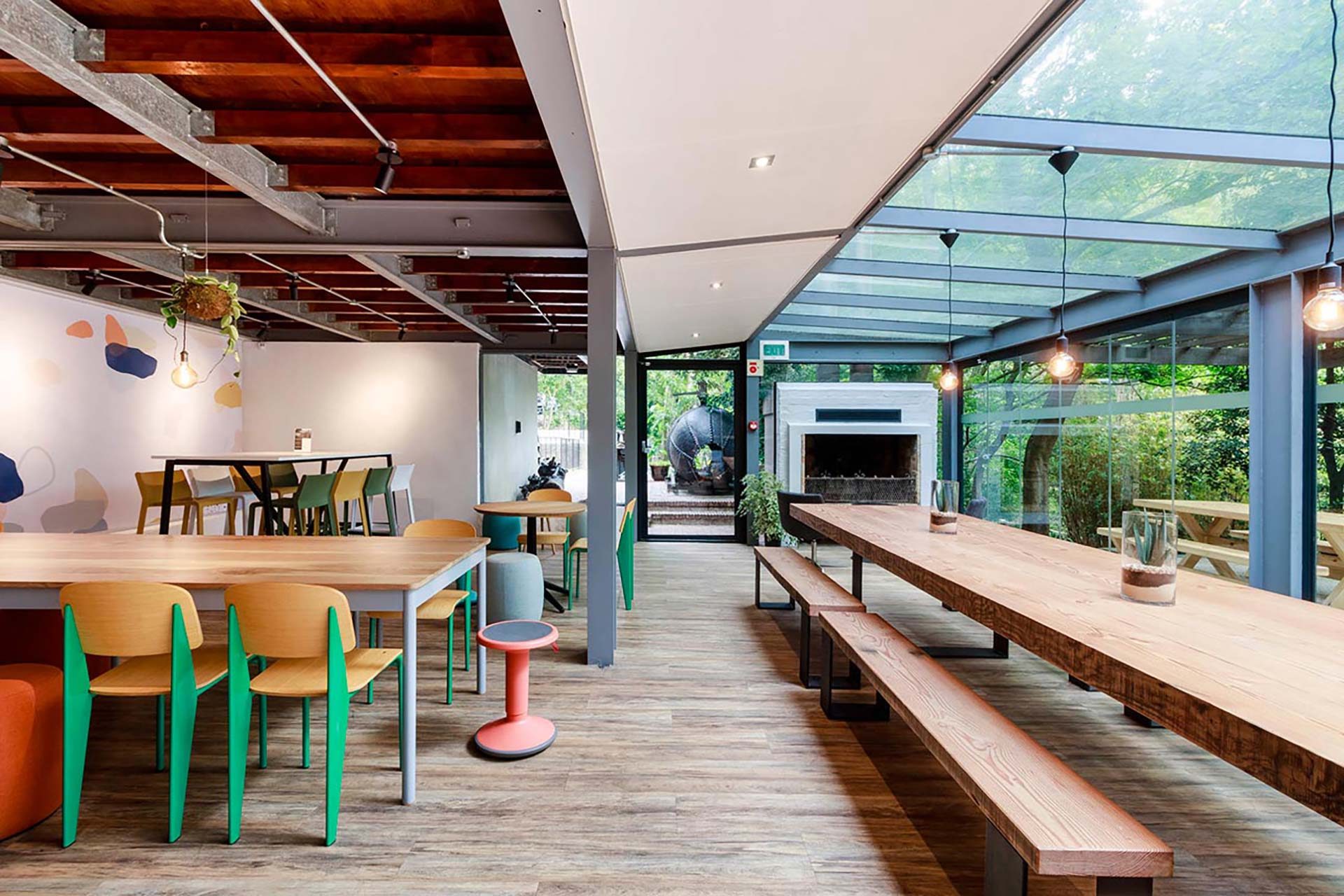 Valenture Cape Town canteen with durable commercial furniture and playful colours reflecting the brand identity