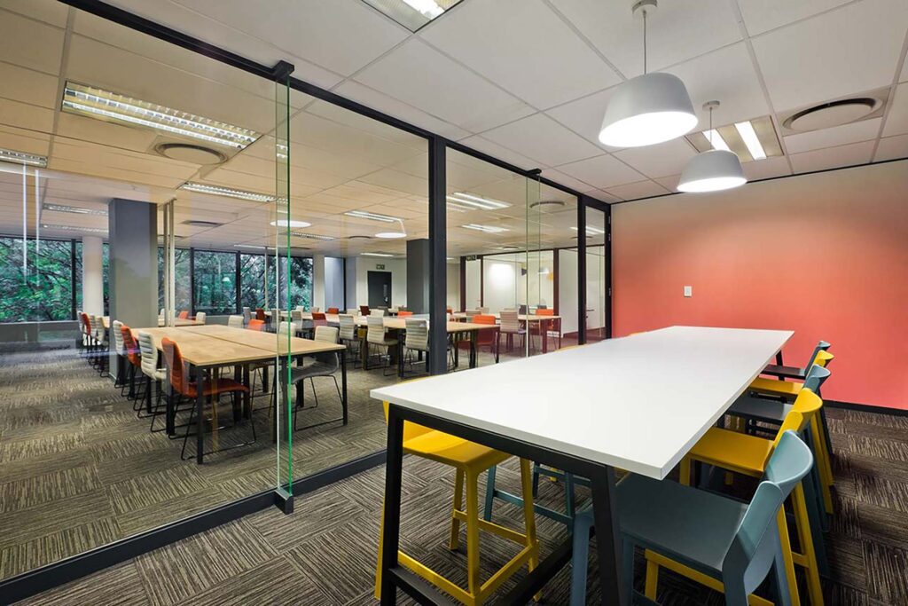 Valenture learning institute campus with furniture procurement for meeting rooms, open-plan workstations, bar stools, student desks and chairs