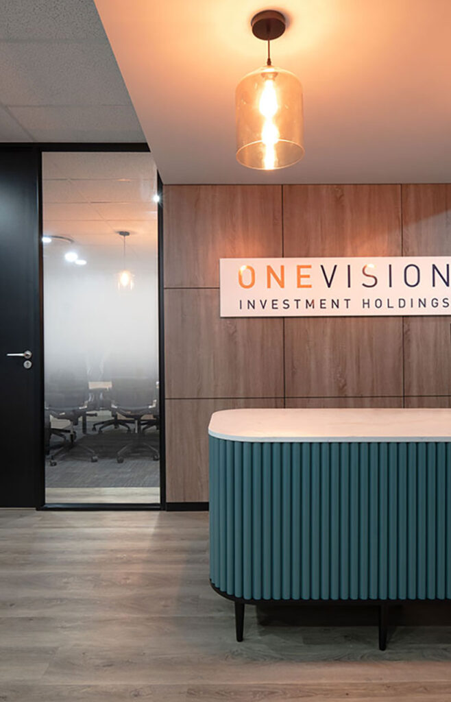 Modern One Vision office reception desk design