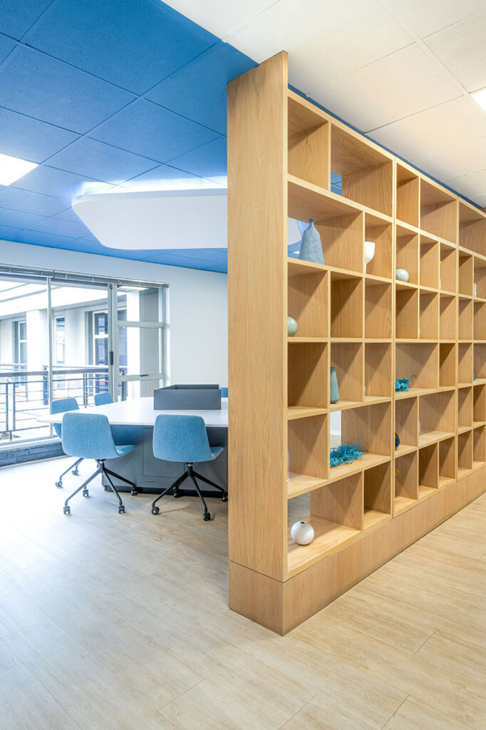 Sanlam Houghton open-plan workspace with flexible meeting room furniture for collaborative work